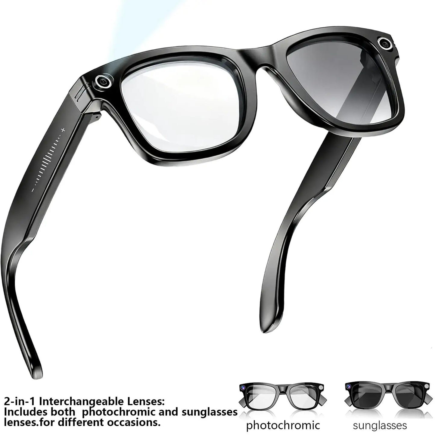 AI Smart Glasses with 4K camera, real-time translation, Bluetooth audio, and HD video recording