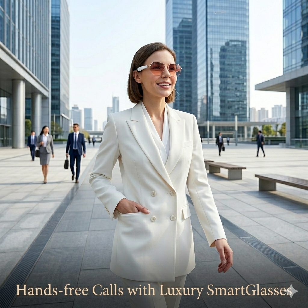 Premium Bluetooth Smart Glasses with built-in HD speakers for immersive music and hands-free calling.