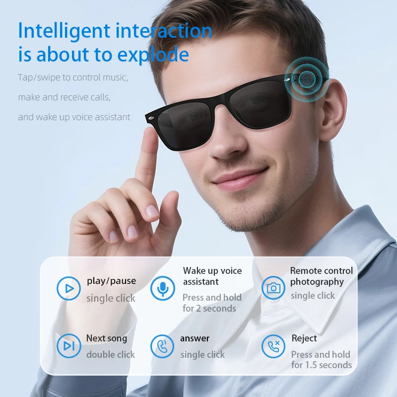 Revolutionary 2025 AI Translation Smart Glasses with Bluetooth Calling and UV Protection - Perfect for Outdoor Adventures!