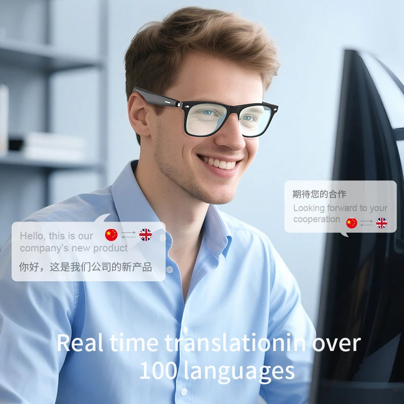 Revolutionary 2025 AI Translation Smart Glasses with Bluetooth Calling and UV Protection - Perfect for Outdoor Adventures!